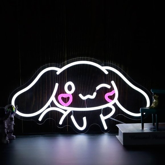 Neon Cinnamoroll Bunny Kawaii Cartoon Cute Chibi Teen Kids Girl Room Wall Decor - Picture 5 of 6